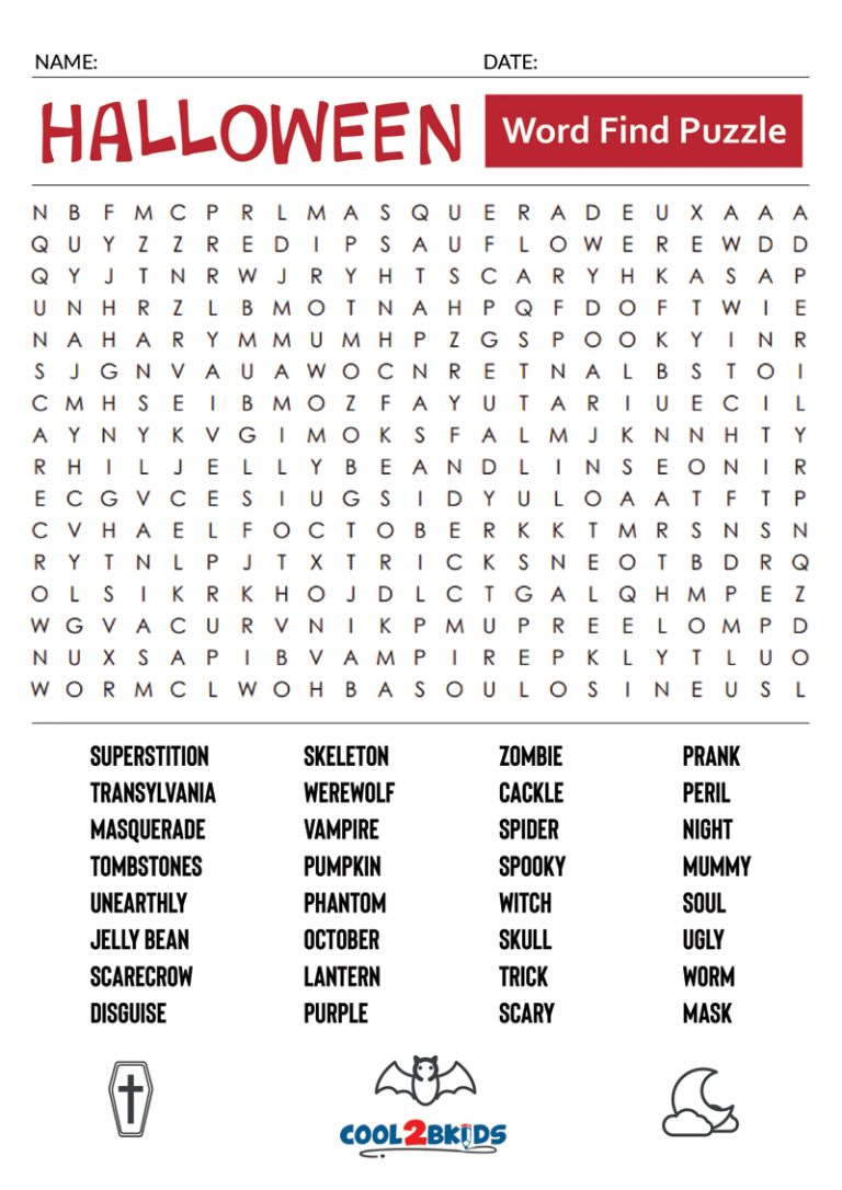 Printable Halloween Word Search - Cool2bKids