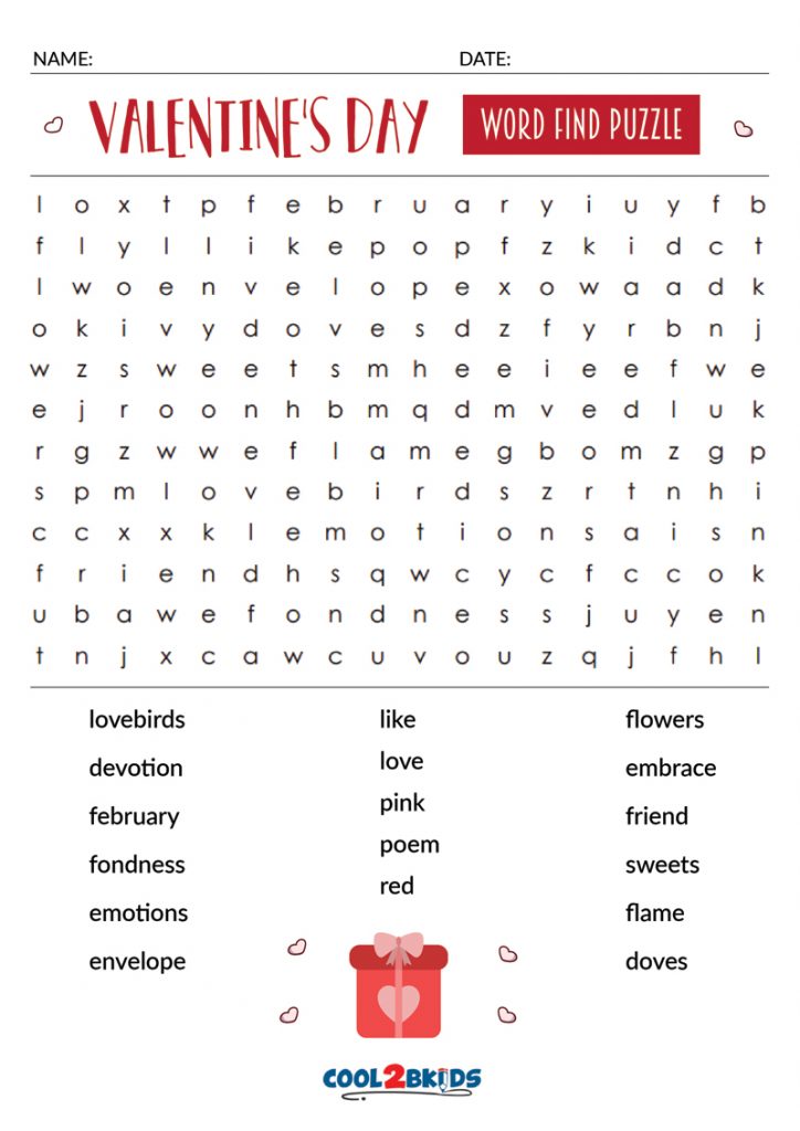 Printable Valentine's Day Word Search - Cool2bKids