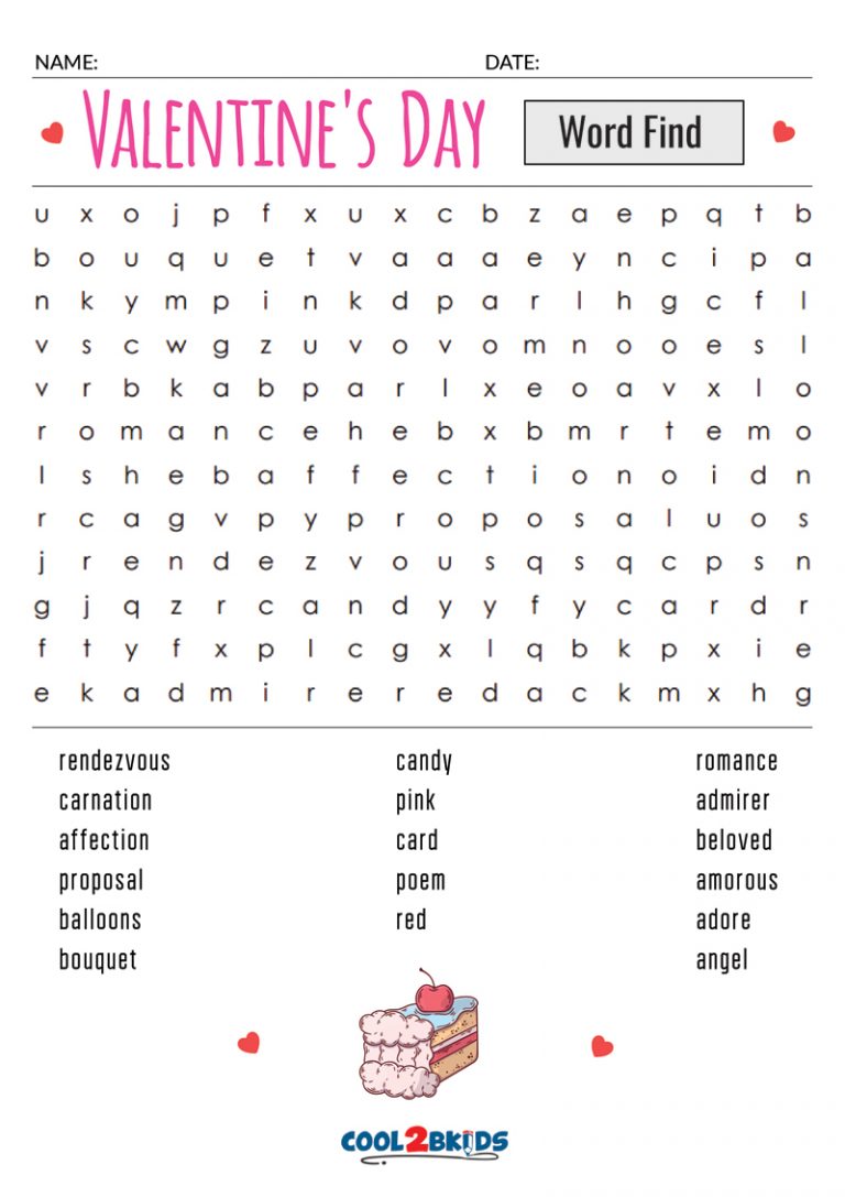 valentines day word search free