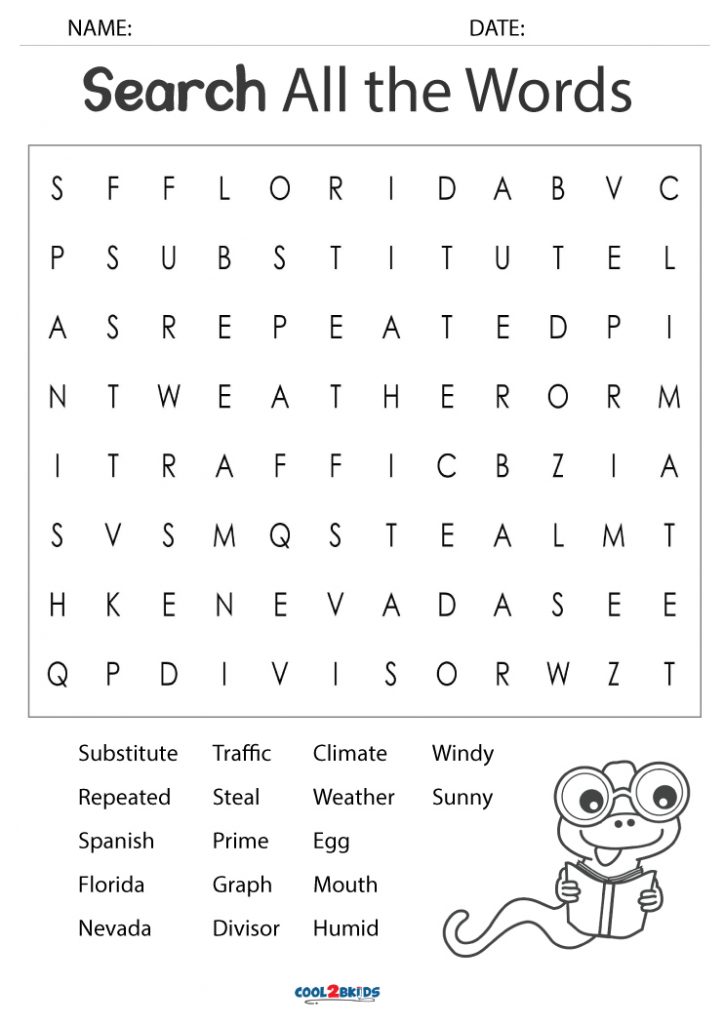 Printable 5th Grade Word Search - Cool2bKids