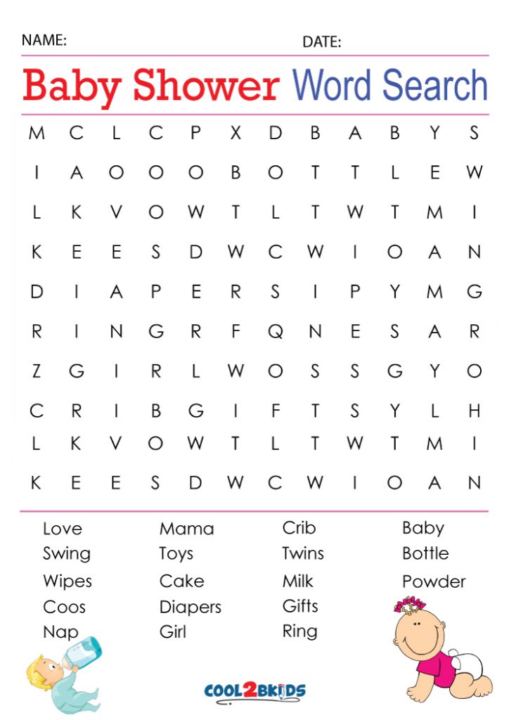 Printable Baby Shower Word Search Cool2bKids