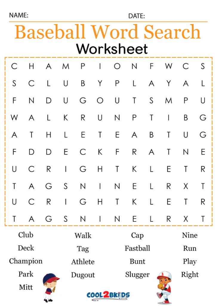 Printable Baseball Word Search Cool2bKids