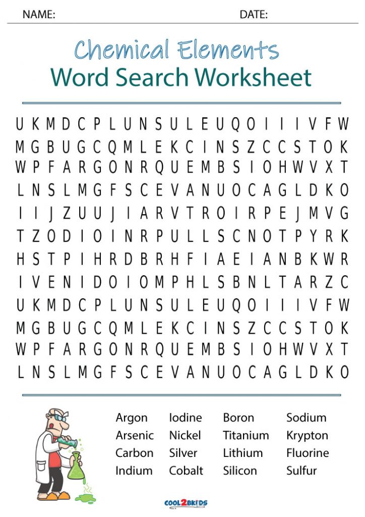 Printable Element Word Search Cool2bKids