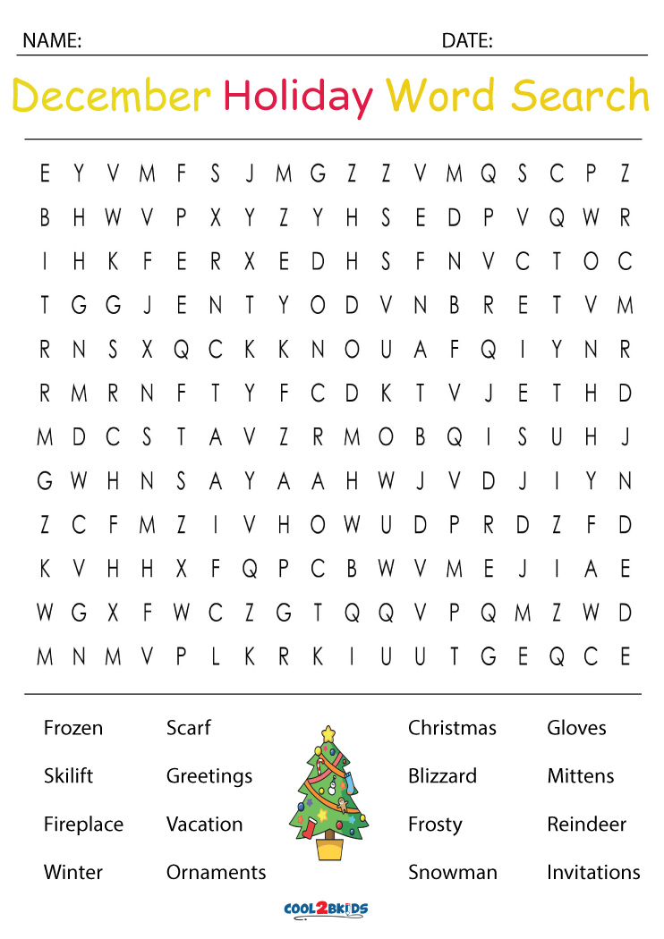 Printable Holiday Word Search Cool2bKids