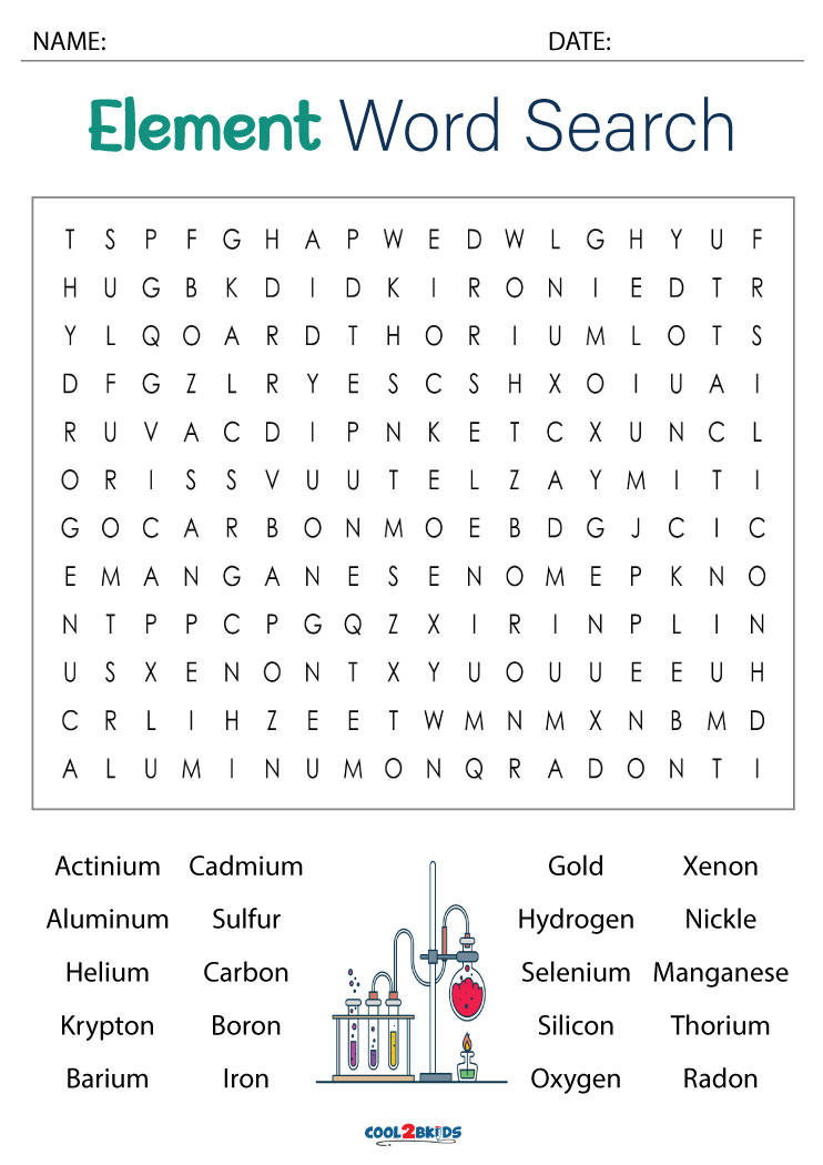 Printable Element Word Search Cool2bKids