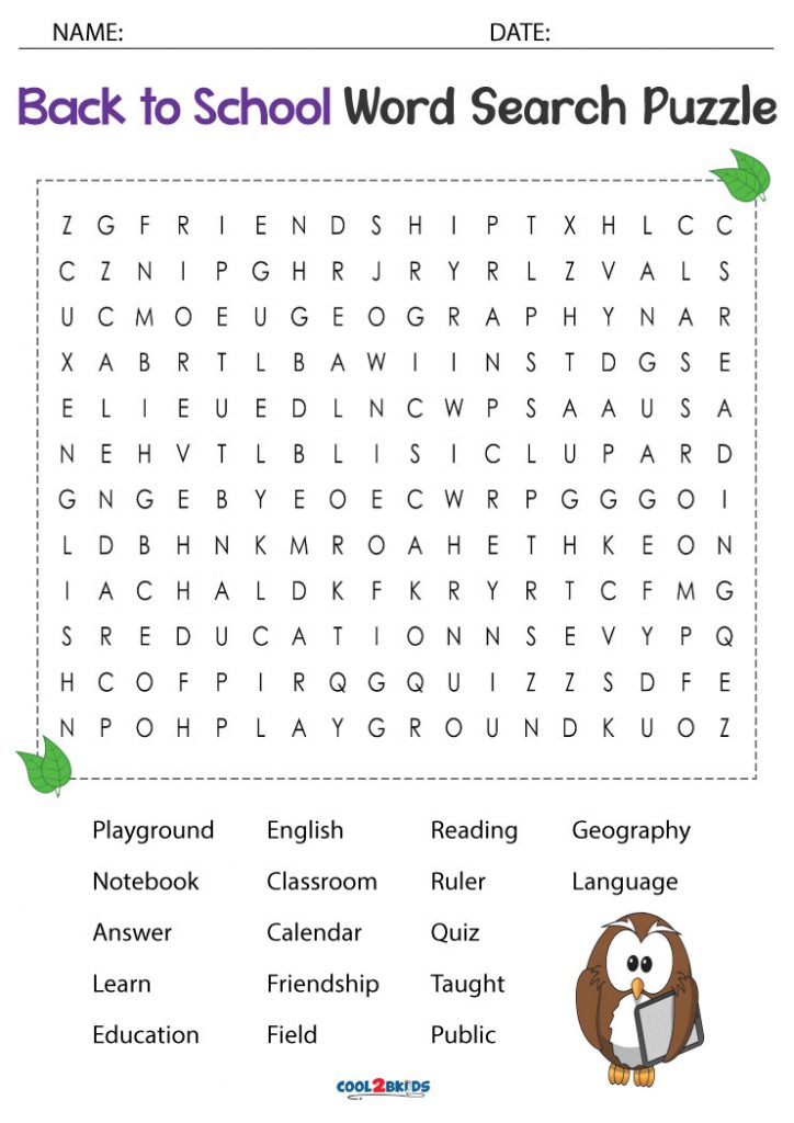 Printable Back to School Word Search - Cool2bKids