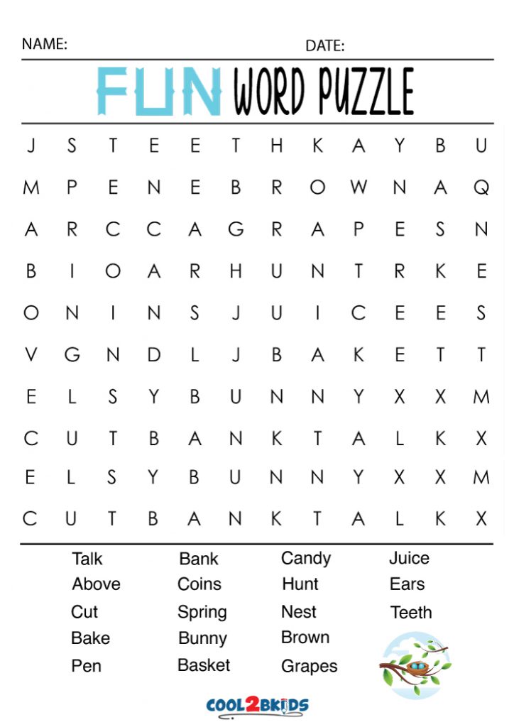 Printable Fun Word Searches - Cool2bKids