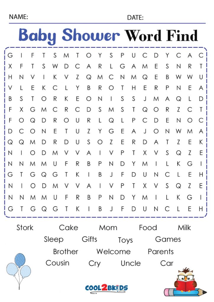 baby shower word search cool2bkids