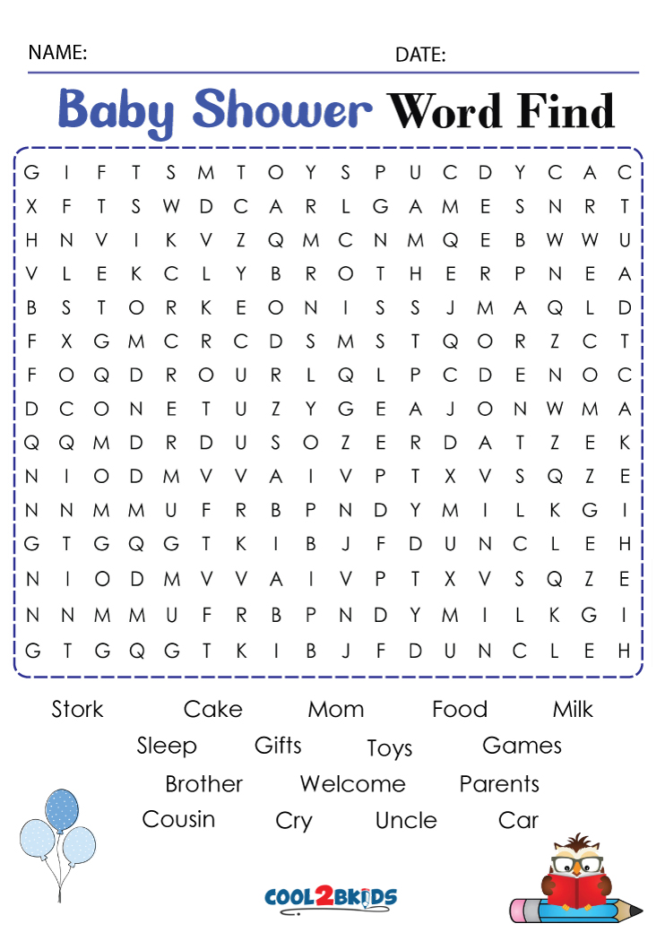 Printable Baby Shower Word Search Cool2bKids