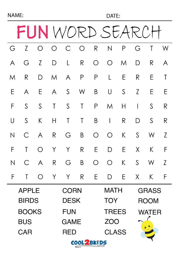 Printable Fun Word Searches Cool2bKids