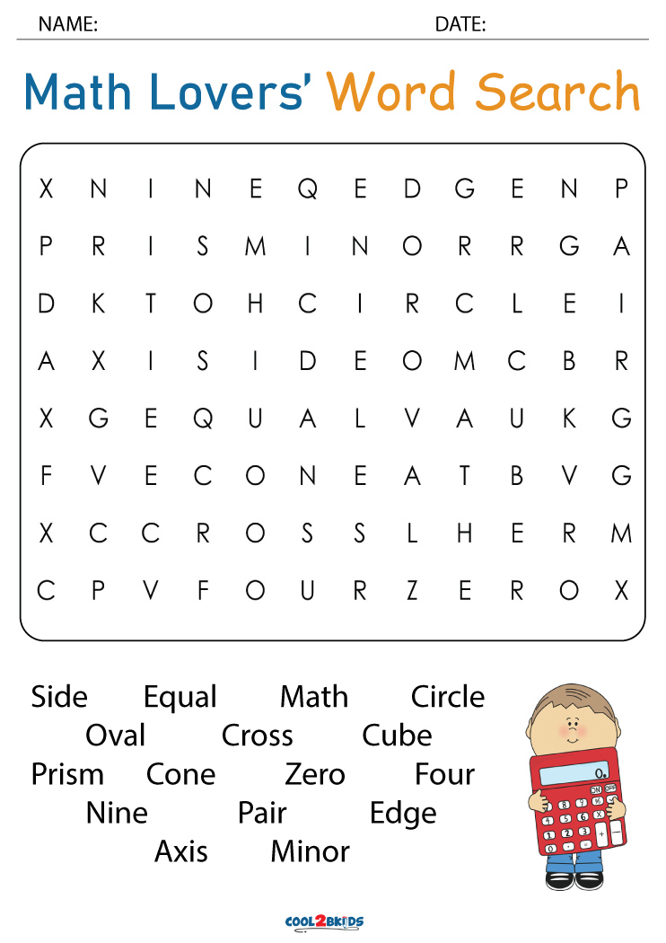 Math Word Search Free Printable