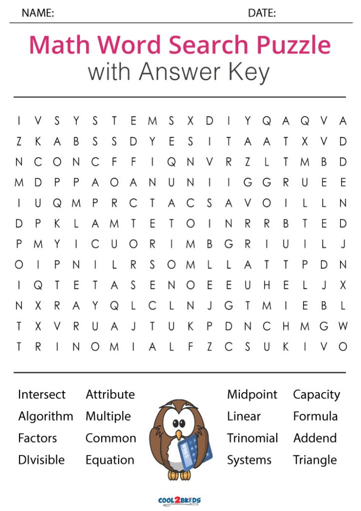 Math Word Search Printable Pdf Printable World Holiday