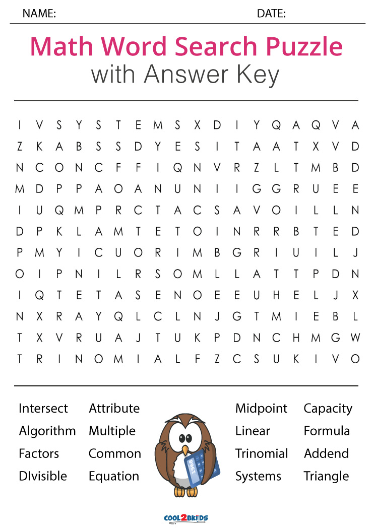 Free Math Word Search Puzzles Printable Printable Word Searches