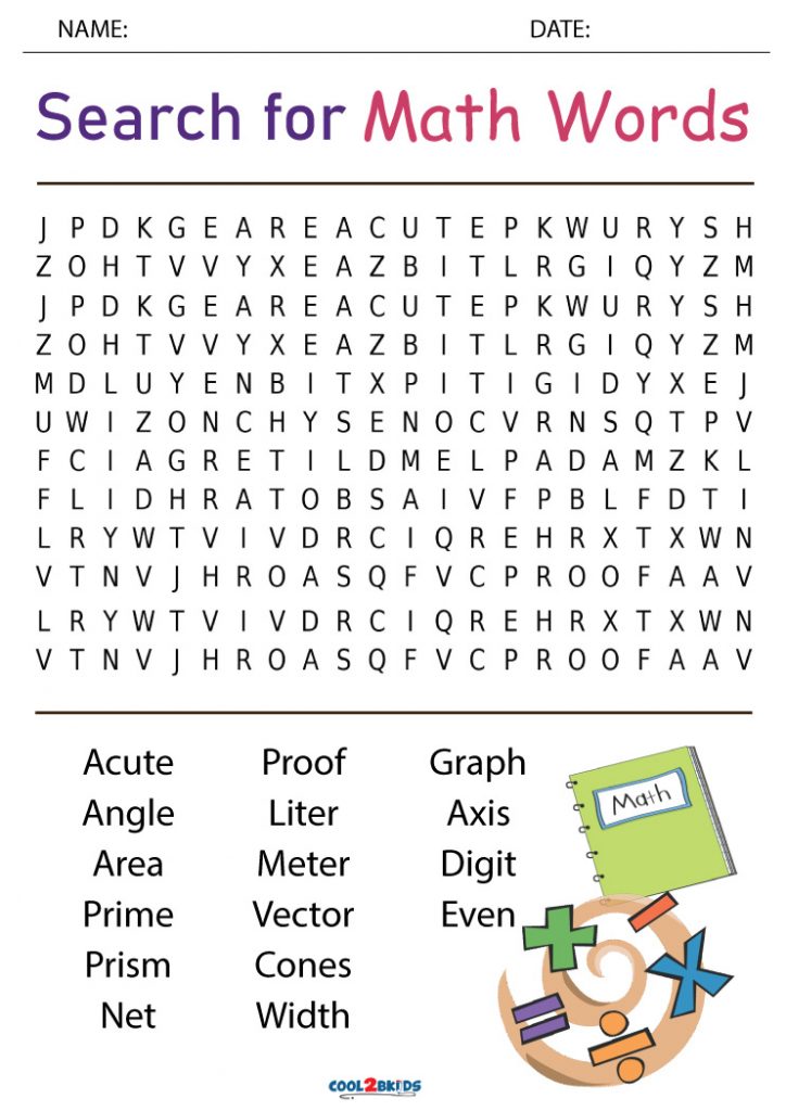 Printable Math Word Search Cool2bKids