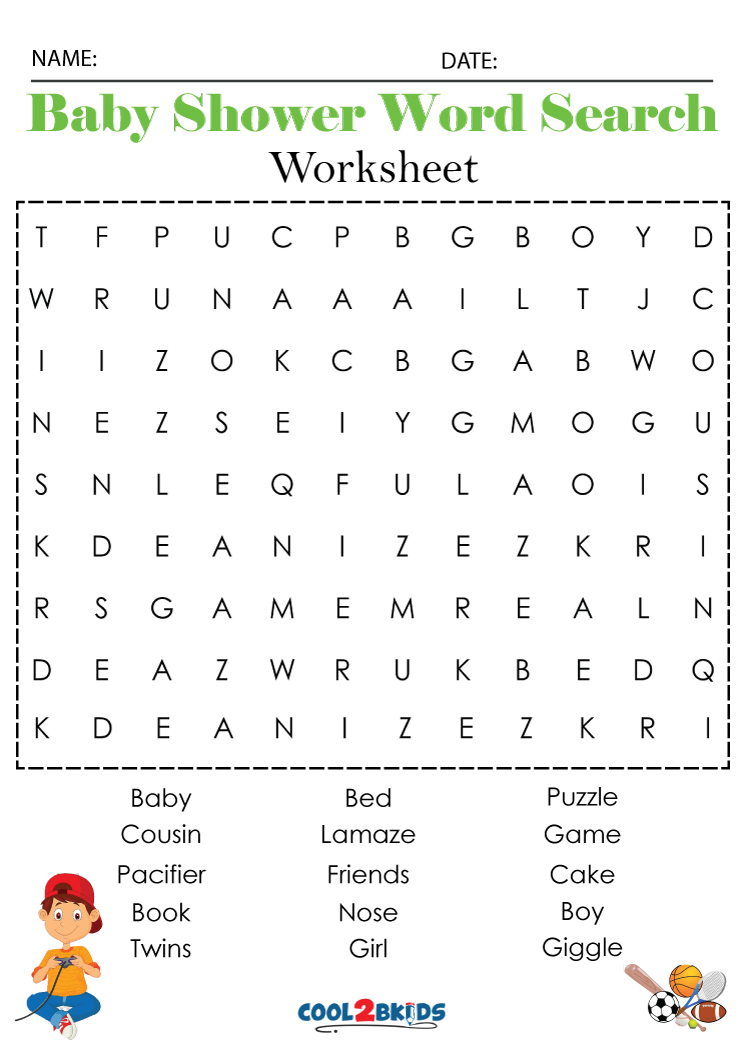 Printable Baby Shower Word Search - Cool2bKids