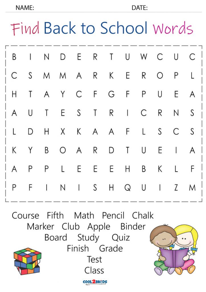 Printable Back to School Word Search - Cool2bKids