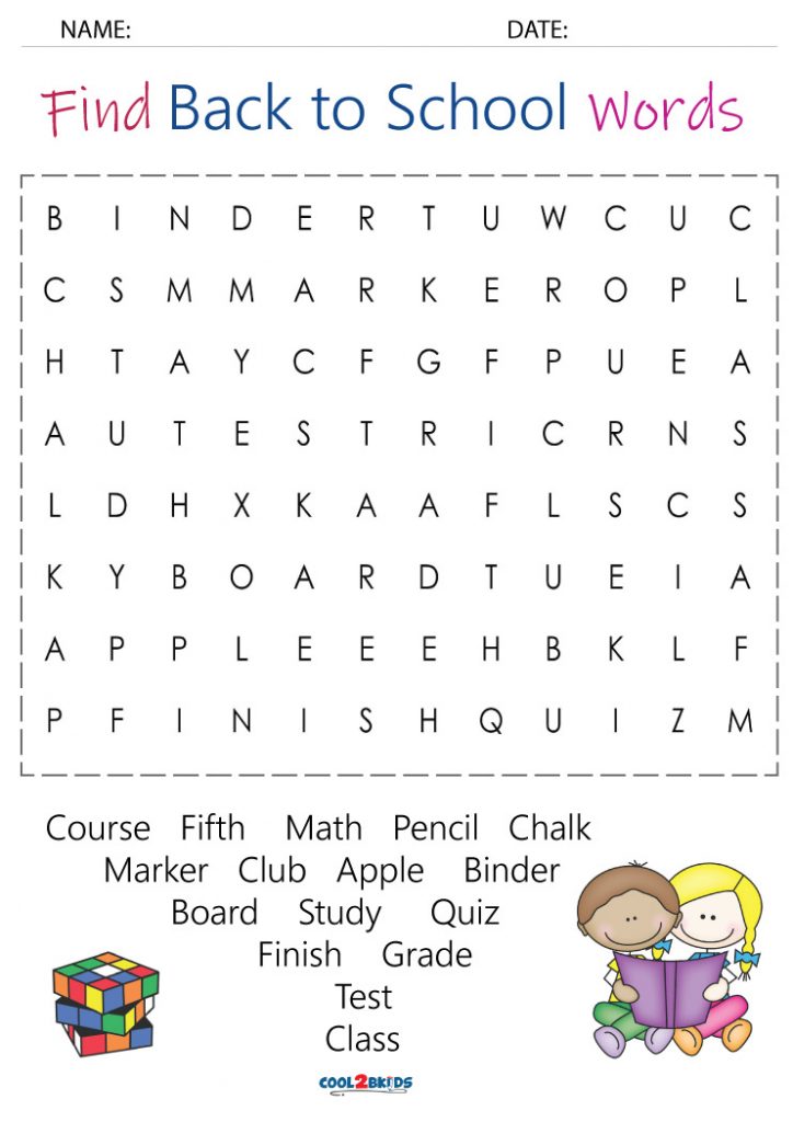 Back To School Word Search Printable