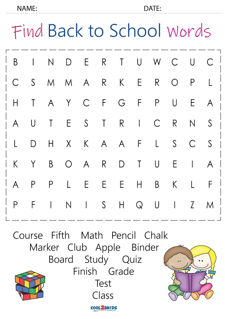 Printable Back To School Word Search Cool2bKids