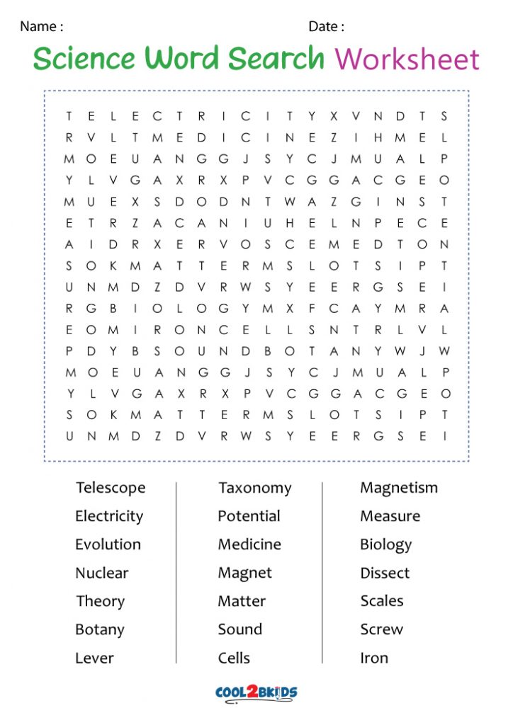 Printable Science Word Search Cool2bKids