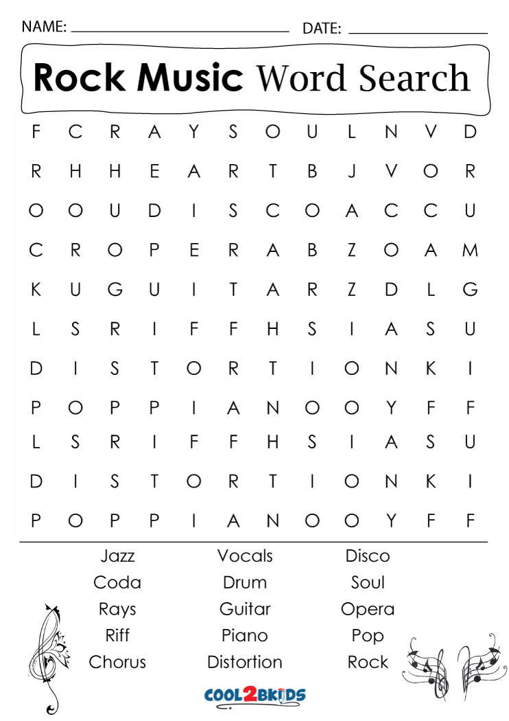 Printable Music Word Search Cool2bKids