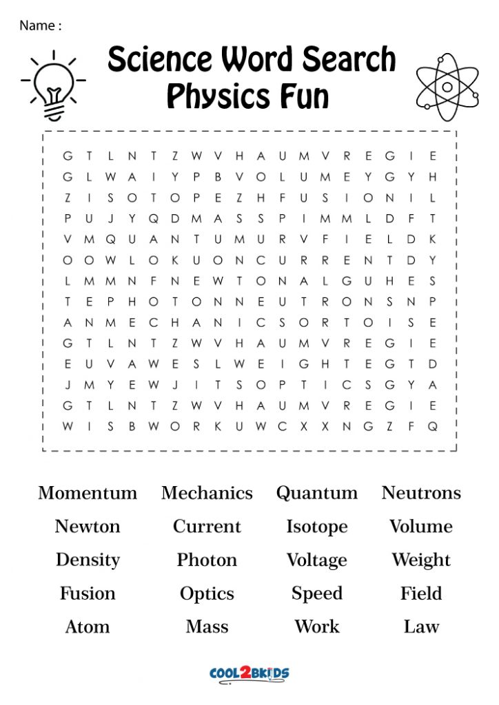 Printable Science Word Search - Cool2bKids