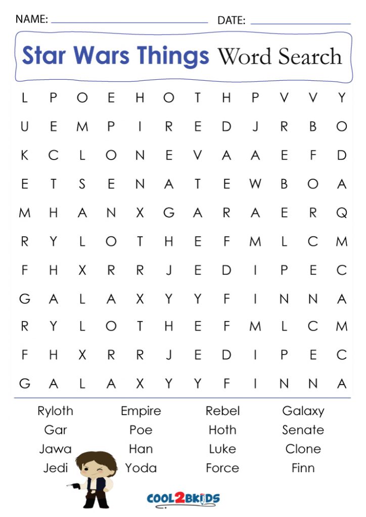 Printable Star Wars Word Search Cool2bKids