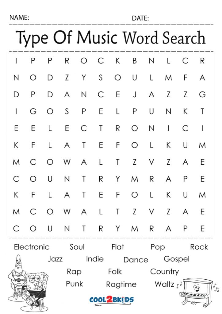 Music Word Search Answer Key