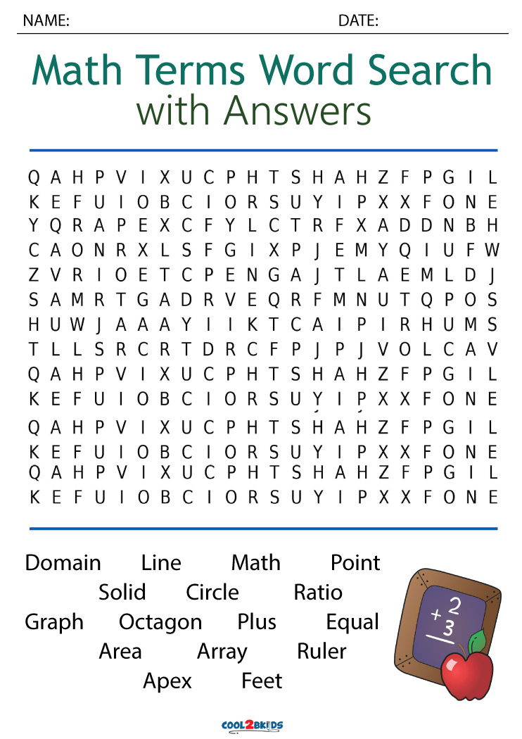 Free Math Word Search Printable