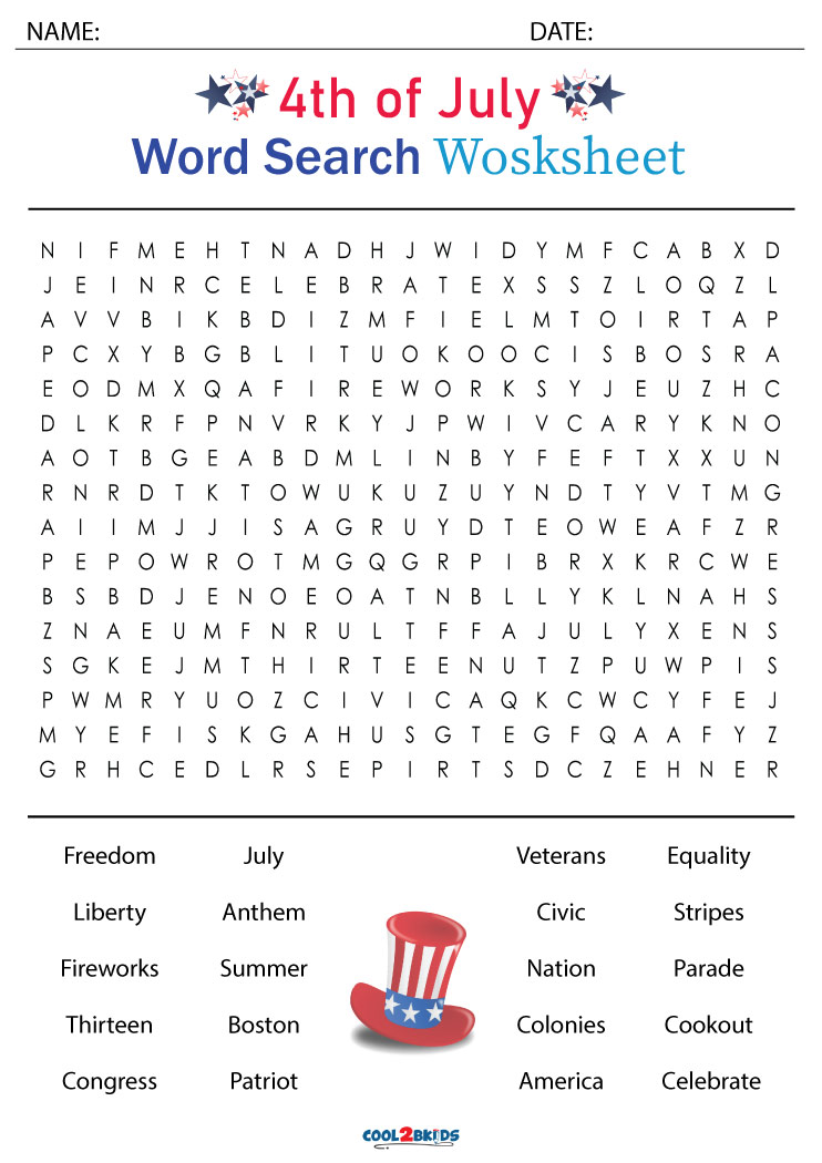 4th Of July Word Search Printable