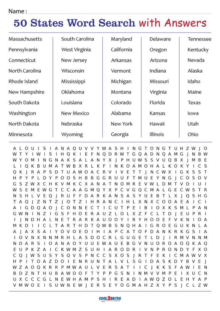 50 States Word Search Free Hard Word Search Printable Puzzle For Kids Freebie Finding Mom