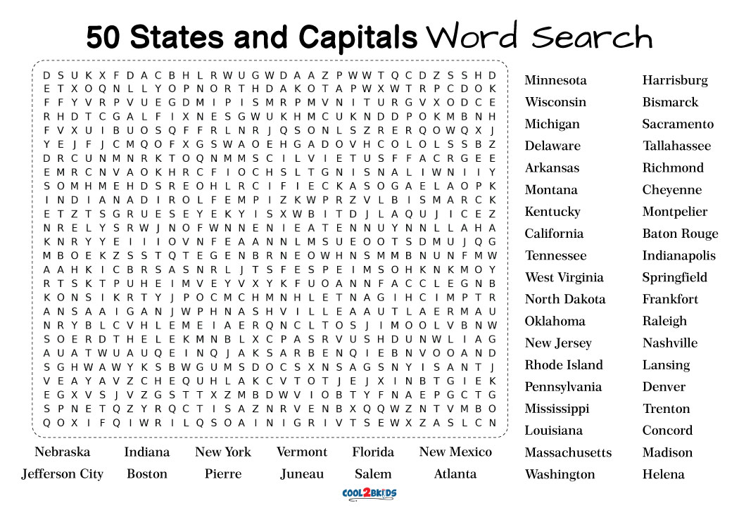 Printable Word Searches Printable Word Searches Mya Atkinson 50 Us States Word Search Free