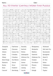 Printable 50 States Word Search Cool2bkids