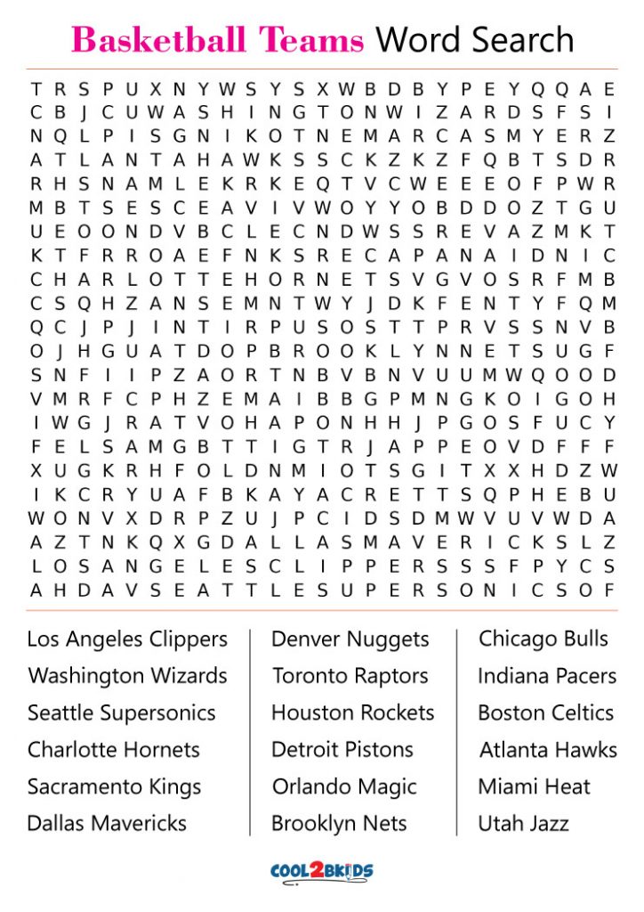 Printable Basketball Word Search Cool2bKids