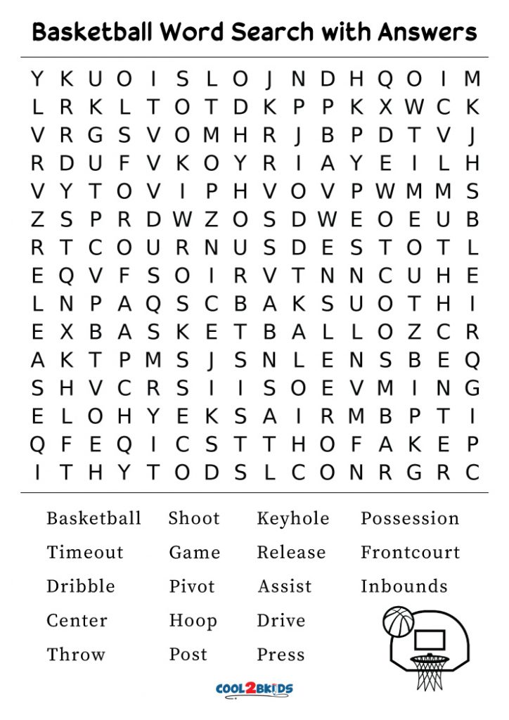 Printable Basketball Word Search Cool2bKids