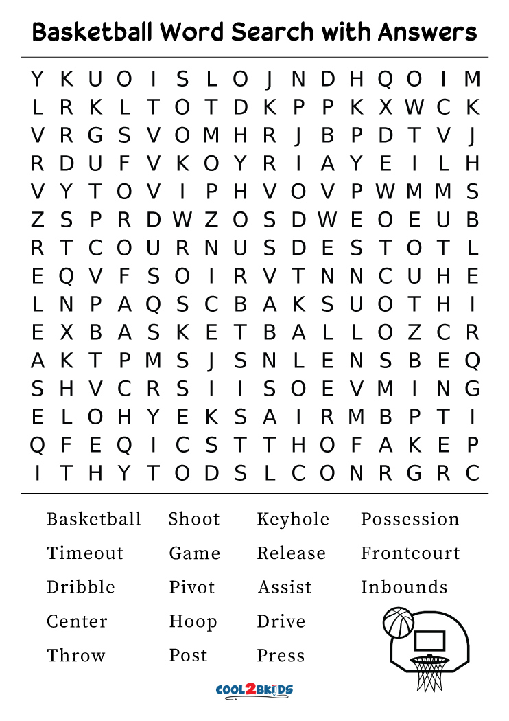 Basketball Word Search Free Printable