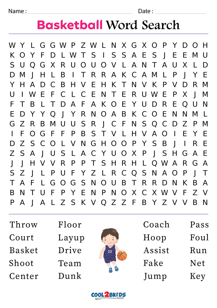 Basketball Word Search Free Printable