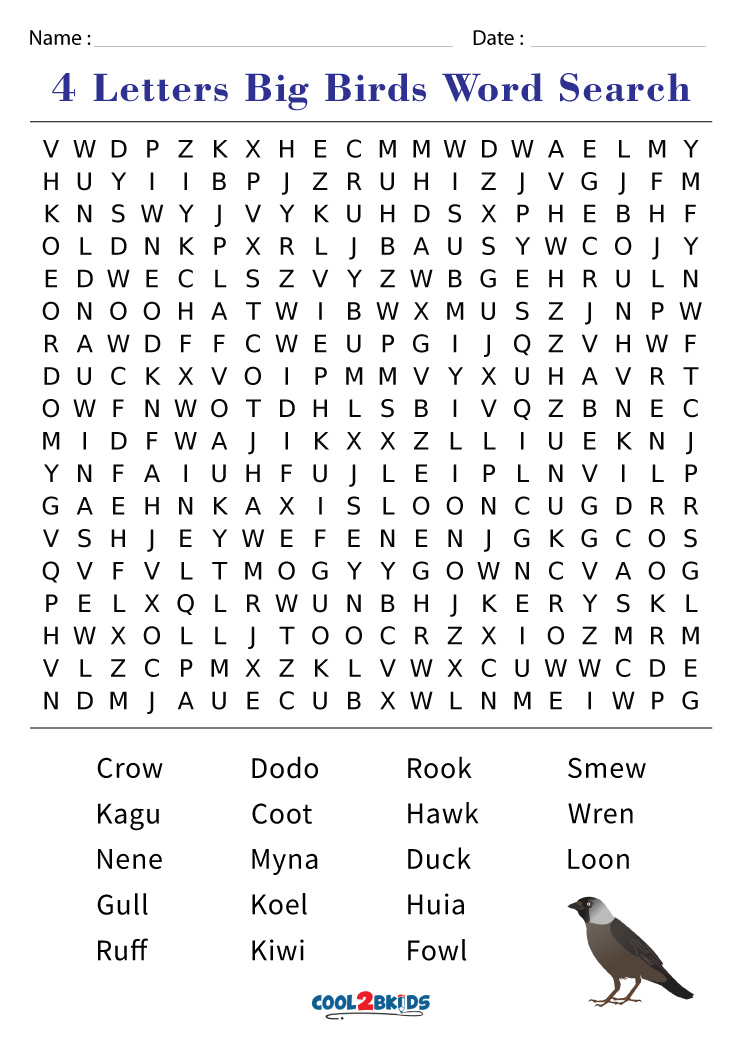 Printable Birds Word Search Cool2bKids