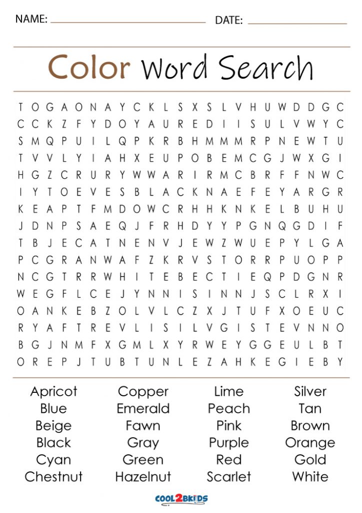 Printable Color Word Search Cool2bKids