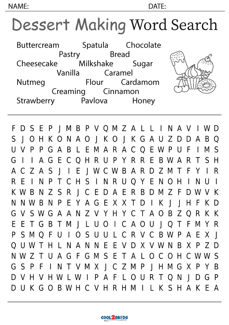 dessert making skills word search 4 letters