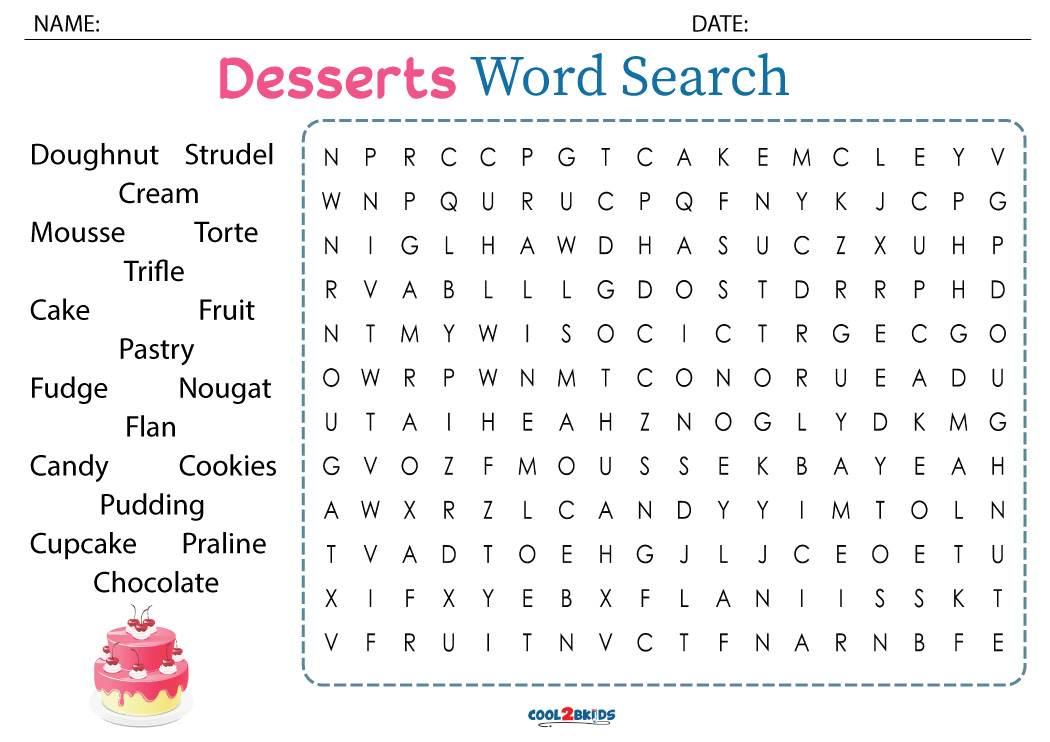 Desserts Word Search Printable With 24 Tasty Desserts - vrogue.co