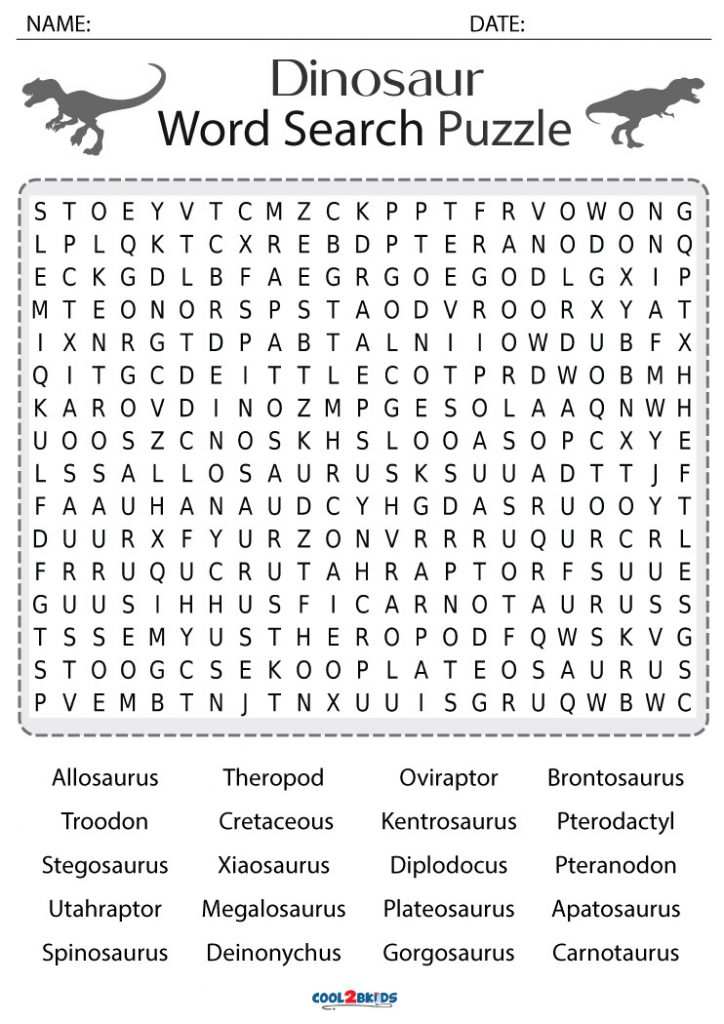 printable dinosaur word search cool2bkids