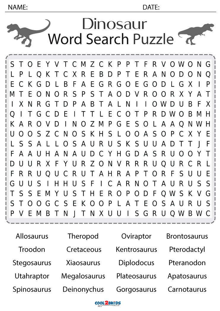 Dinosaurs Word Search Dinosaurs Before Dark Word Search Wordmint Word 