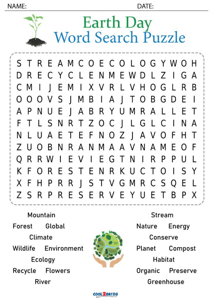 Printable Earth Day Word Search Cool2bKids