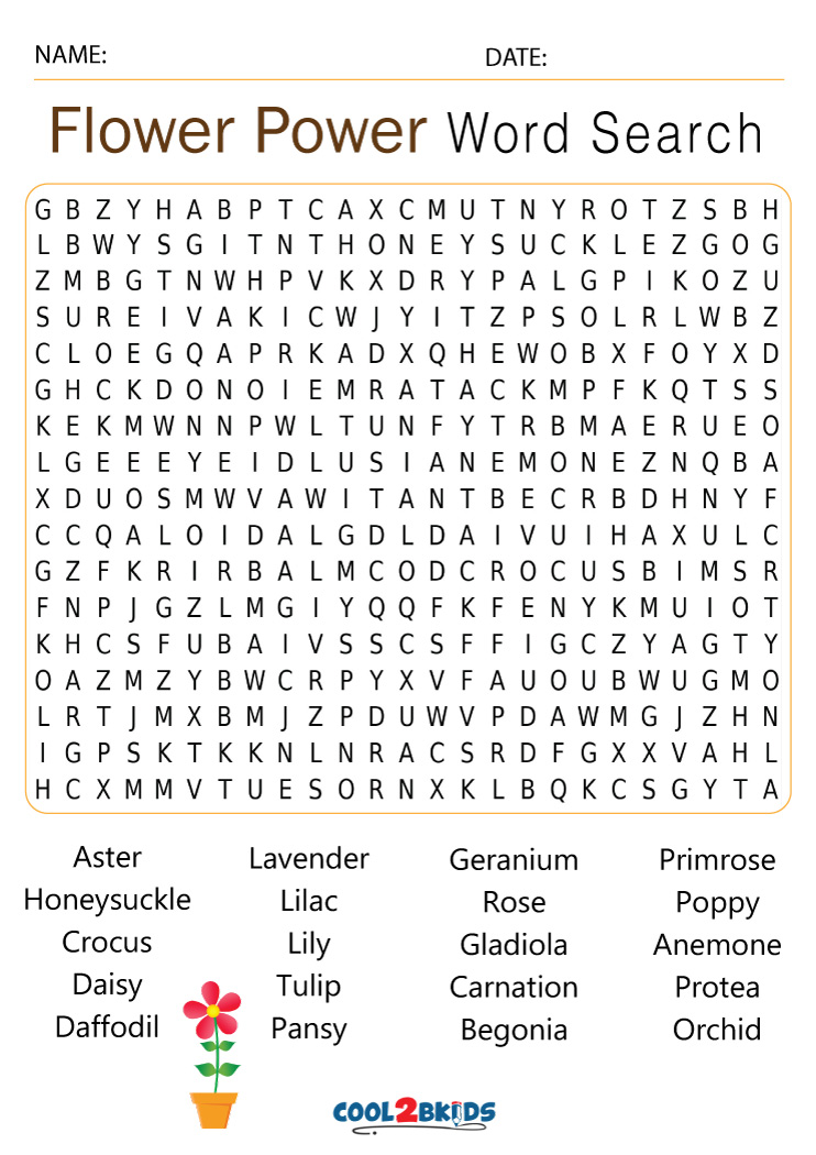 Printable Flower Word Search - Cool2bKids