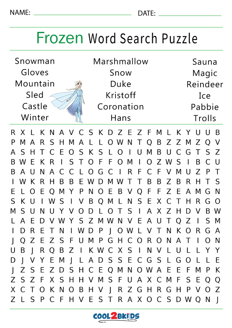 disney frozen word search