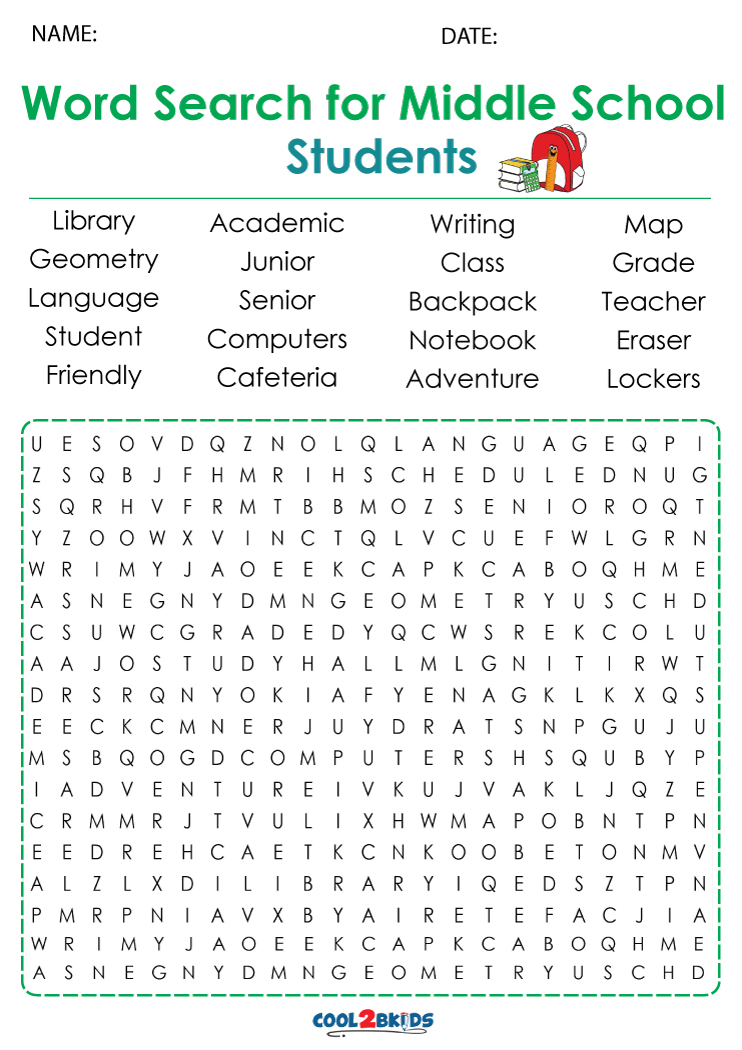 Free Printable Worksheets Fun For Middle School Word Searches