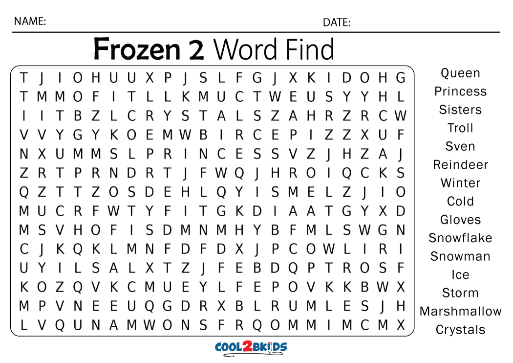 disney frozen word search