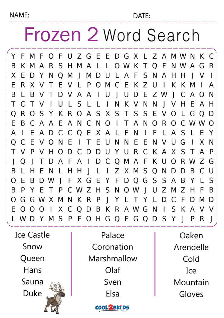 Frozen Word Search Game