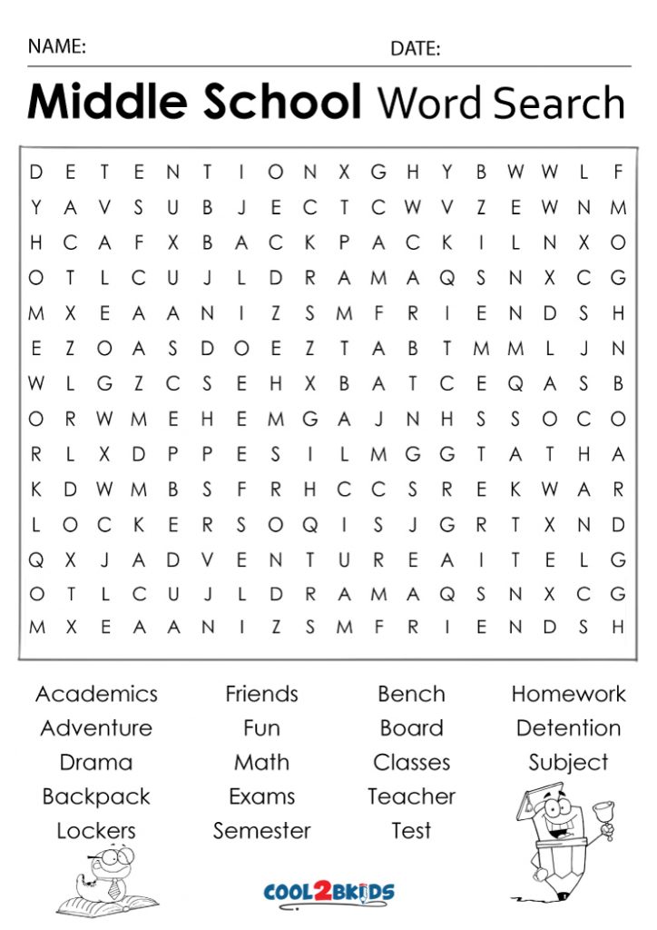 Middle School Word Search Cool2bKids Motherhood