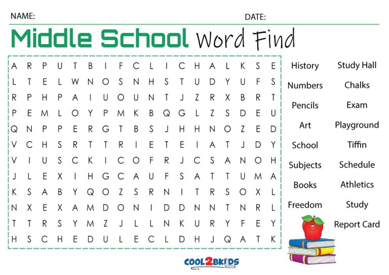 Printable Middle School Word Search Cool2bKids